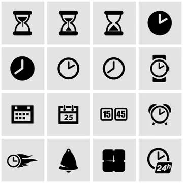 Vector black time icon set Stock Illustration