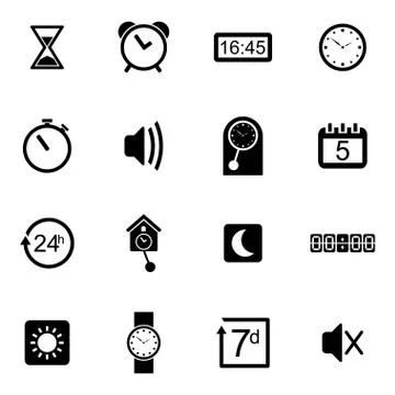 Vector black  time icons set 스톡 일러스트