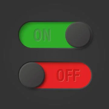 Vector Black Toggle Switch Set. Realistic Toggle Switch. On Off Button, Modern Illustrazione stock