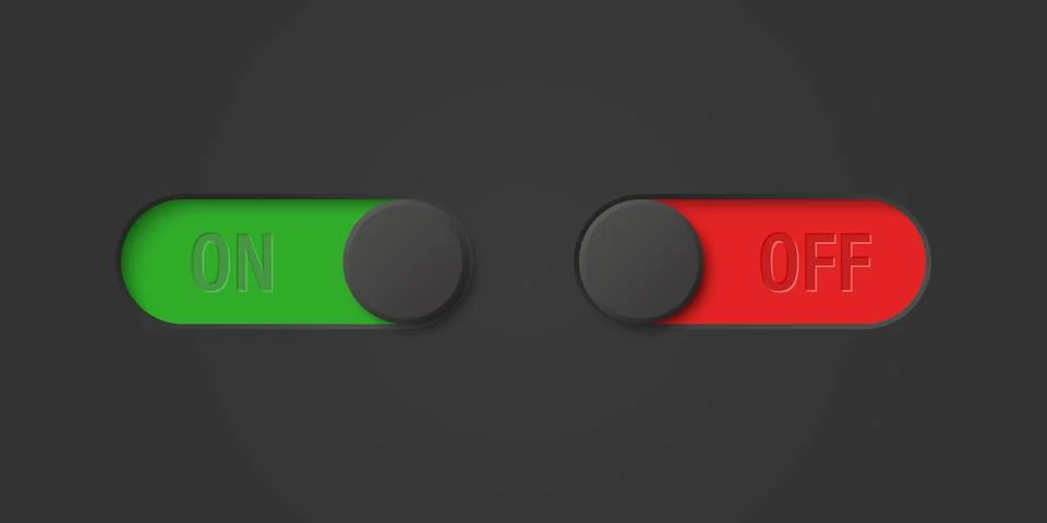 Vector Black Toggle Switch Set. Realistic Toggle Switch. On Off Button, Modern Illustrazione stock