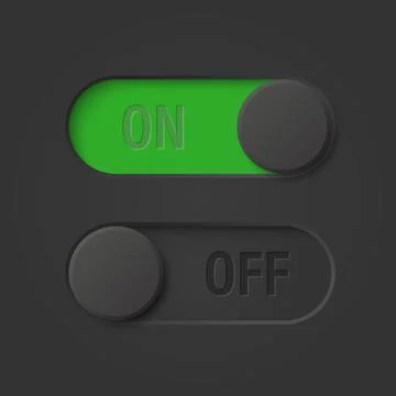 Vector Black Toggle Switch Set on Black Background. Realistic Toggle Switch. On Illustrazione stock