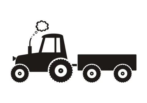 Vector black tractor icon on white background Illustration