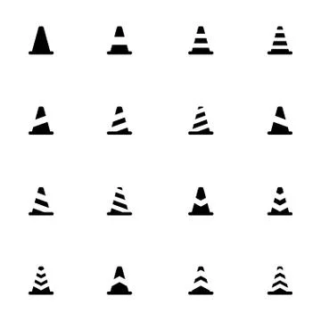 Vector black traffic cone   icons set Stock-Illustration