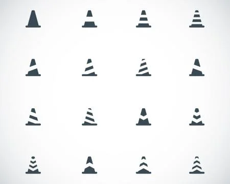 Vector black traffic cone   icons set Stock Illustration