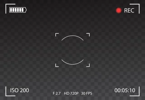 Vector Black transparent camera rec interface viewfinder with digital focus and Ilustração Stock