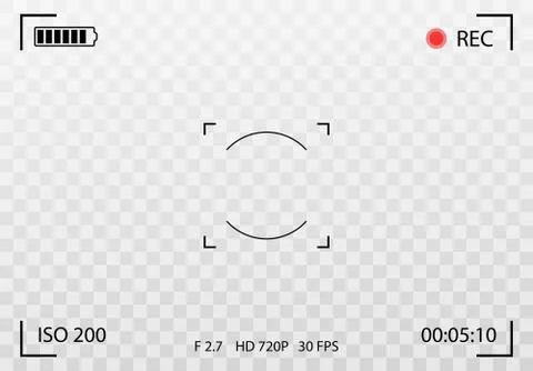 Vector Black transparent camera rec interface viewfinder with digital focus and イラスト素材