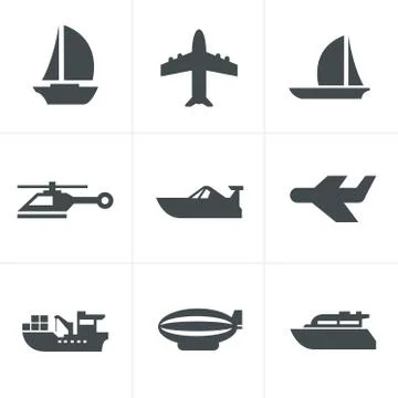 Vector black transport icons Stock Illustration