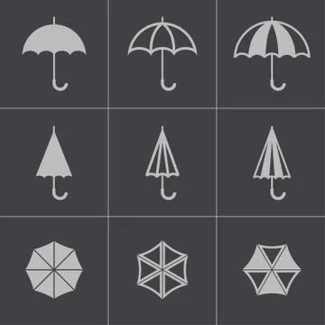 Vector black umbrella icons set Stock Illustration