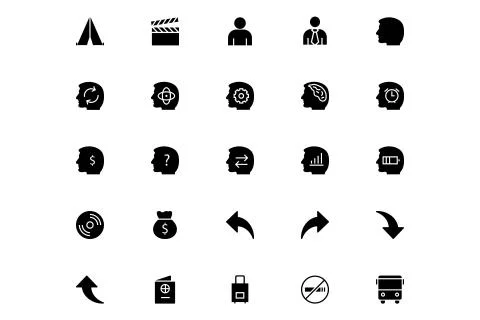 Vector Black Universal Icons Set Stock Illustration