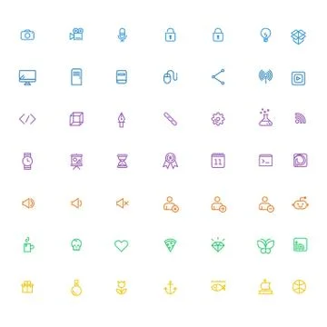 Vector black universal web icons set on gray Stock Illustration