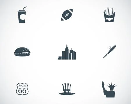 Vector black USA icons set Stock Illustration