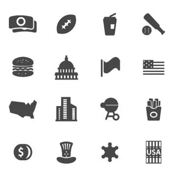 Vector black usa icons set Stock Illustration