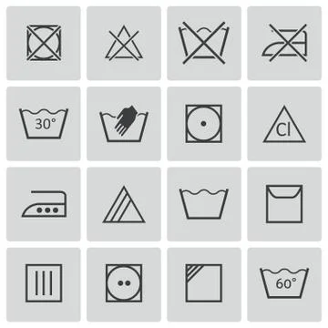 Vector Black  Washing    Icons Set Stock Illustration