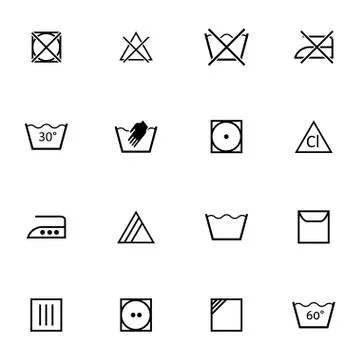 Vector black  washing    icons set Stock Illustration