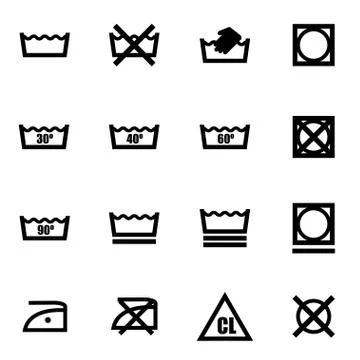 Vector black washing signs  set Stock Illustration