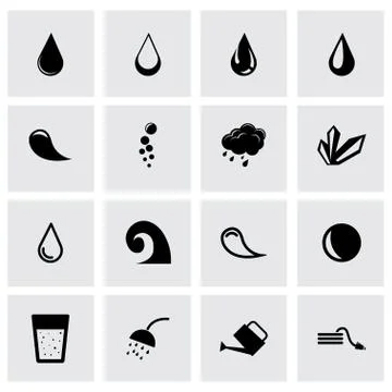 Vector black water icon set Stock-Illustration