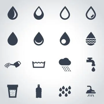 Vector black water icons  set Stock-Illustration