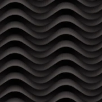 Vector black wave textured seamless background panel Stock Illustration