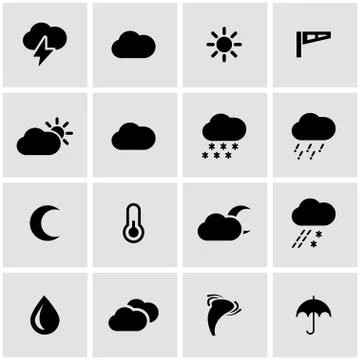 Vector black weather icon set イラスト素材