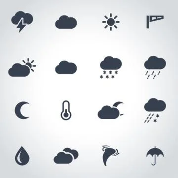 Vector black weather icon set Illustrazione stock