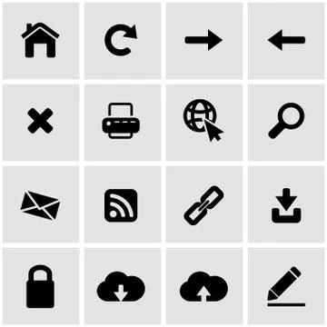 Vector black web icon set Stock Illustration