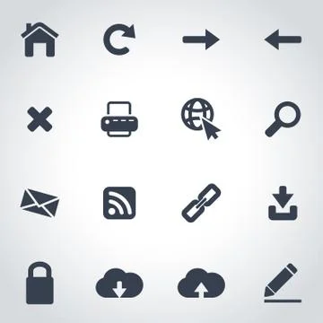 Vector black web icon set Stock Illustration