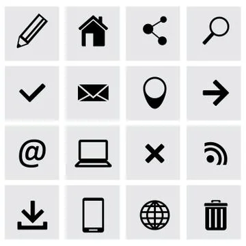 Vector black web icons set Stock Illustration