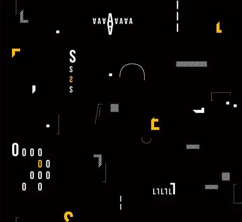 Vector black, white and yellow typography seamless pattern with geometric 库存插图