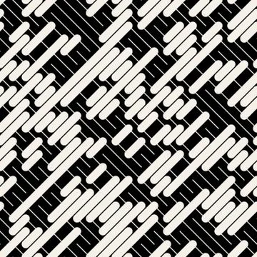 Vector Black White Diagonal Lines Geometric Seamless Pattern Stock Illustration