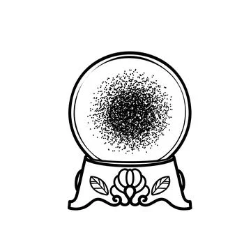 Vector black white image of magic ball. Prediction of future. Sticker Halloween Stock Illustration