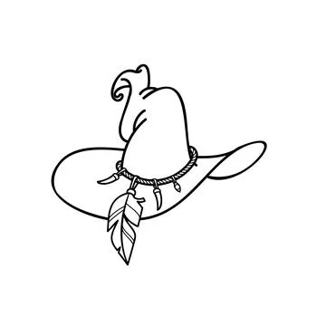 Vector black white image of wizard's hat. Pointed witch hat. Sticker Halloween Stock Illustration