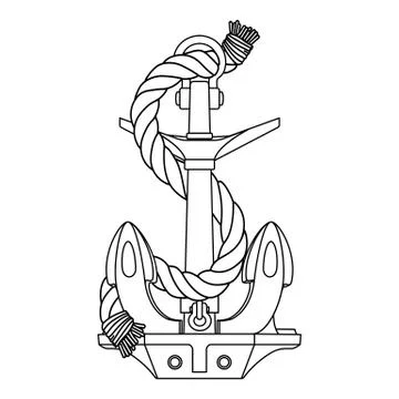 Vector black white rope outline sea icon Anchor Stock Illustration