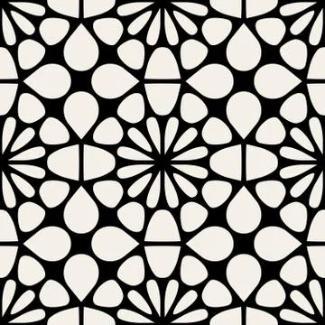 Vector Black  White Seamless Geometric Square Lace Grid Pattern Stock Illustration