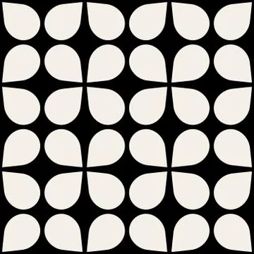Vector Black  White Seamless Geometric Square Drop Shape Pattern Stock Illustration