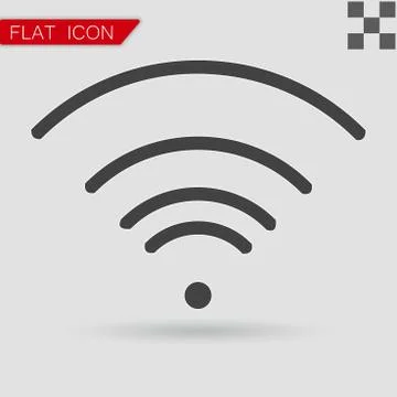 Vector black Wi-Fi Icon Flat Style with red Stock Illustration