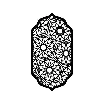 Vector black window frame with arabesques, islamic traditional architecture. Stock Illustration