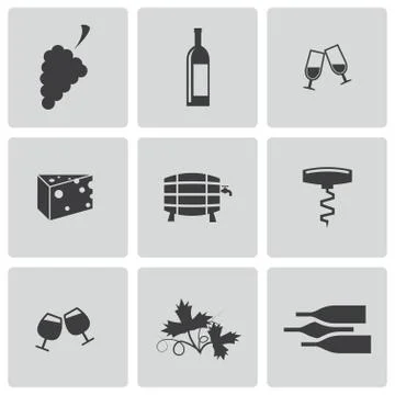 Vector black wine icons set Stock-Illustration