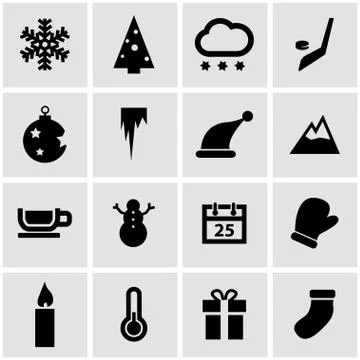 Vector black winter icons  set Stock Illustration