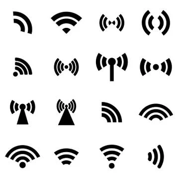 Vector black wireless icons  set Stock Illustration