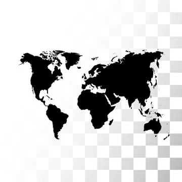 Vector black world map Stock Illustration