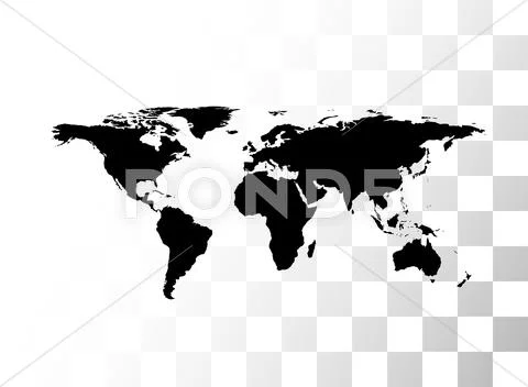 Vector black world map Stock Illustrationen