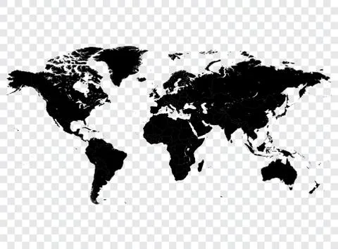 Vector black world map Stock Illustration