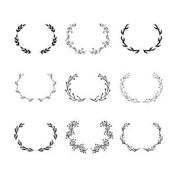 Vector black wreaths with leaf set isolated Stock Illustration