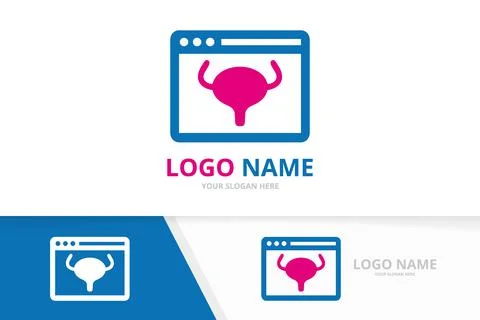 Vector bladder and browser logo combination. Urinary tract logotype design Stock Illustration