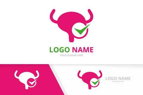 Vector bladder and check mark logo combination. Urinary tract logotype design Stock Illustration