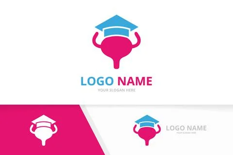 Vector bladder and graduate hat logo combination. Urinary tract logotype design Stock Illustration