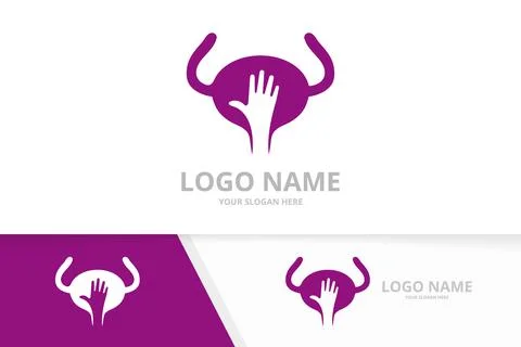 Vector bladder and hand logo combination. Urinary tract logotype design template Stock Illustration