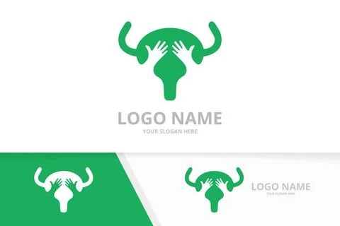 Vector bladder and hands logo combination. Urinary tract logotype design Stock Illustration