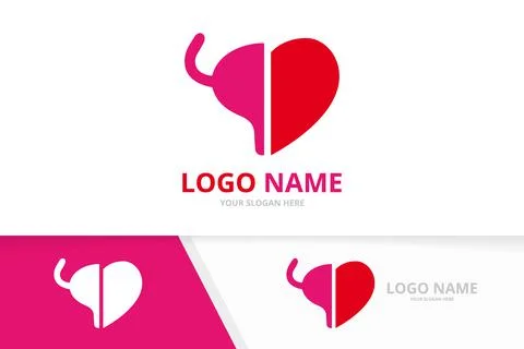 Vector bladder and heart logo combination. Urinary tract logotype design Stock Illustration