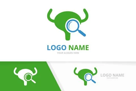 Vector bladder and loupe logo combination. Urinary tract logotype design Stock Illustration